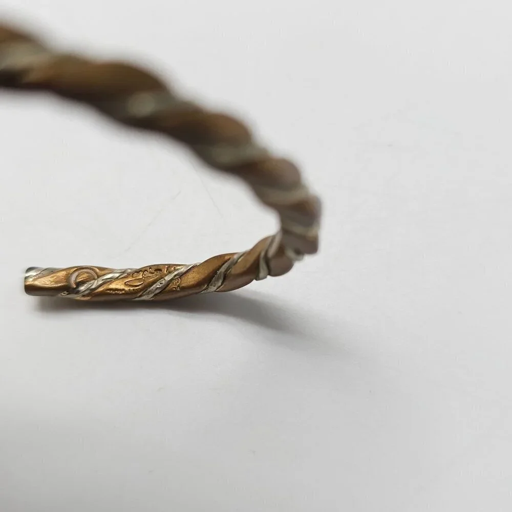 Twisted Copper Silver Open Cuff Bracelet By Sergio Lub